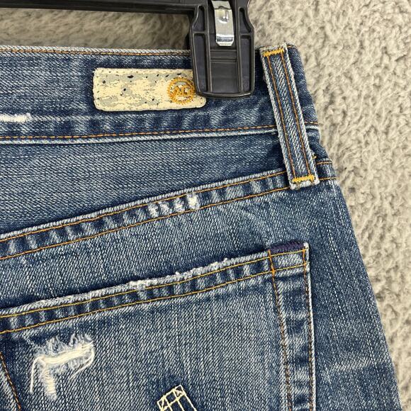 Adriano Goldschmied Jeans Womens 27 R Ex-Boyfriend Crop Fade Whisker Distressed - Picture 10 of 14